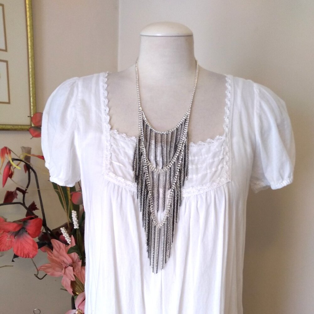 Vintage NEW new touch Black & Silver Tone Necklace Timeless VTG Jewelry